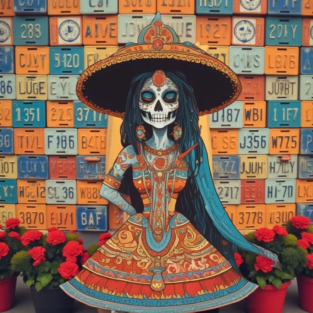 Colorful Day of the Dead Wall Print 8x10